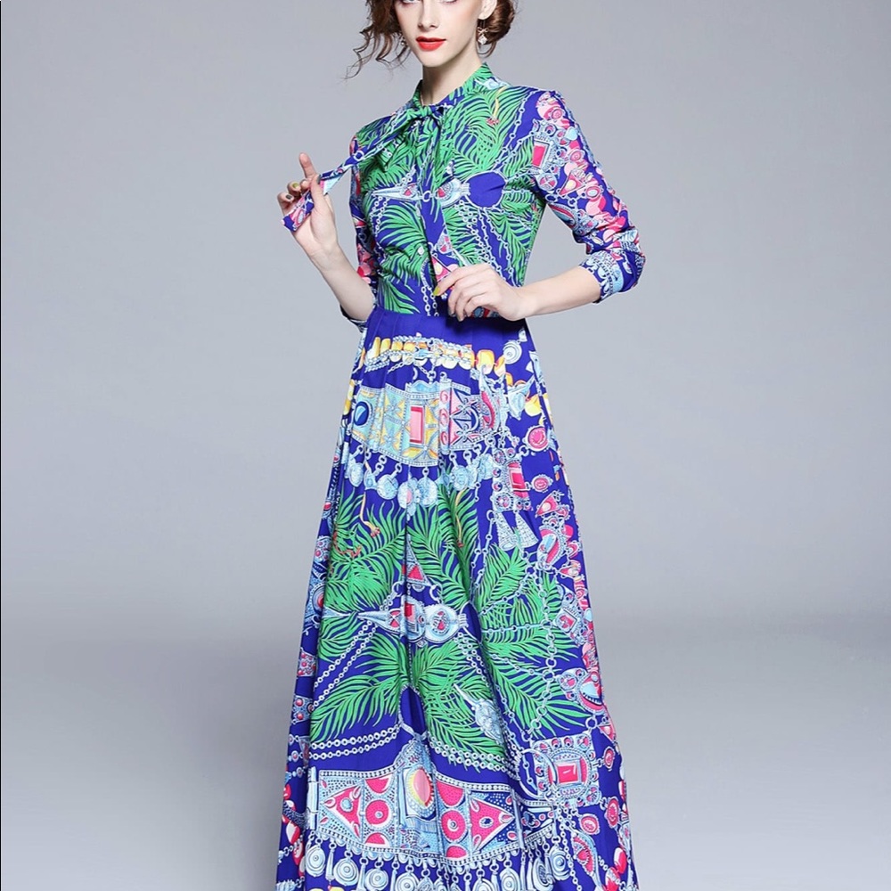 Collared long sleeve maxi dress